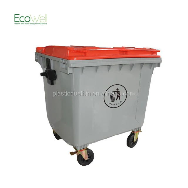 industry plastic waste containers 1100 litre flat lid trash can