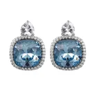 Factory produce custom brass fashion jewelry sapphire crystals diamond safety pin earrings for women