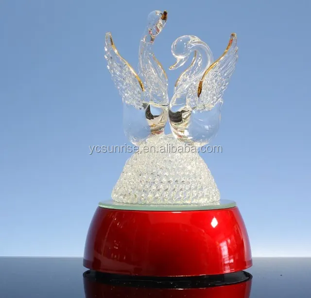 2017 promotional gift heart wedding centerpieces glass swan led