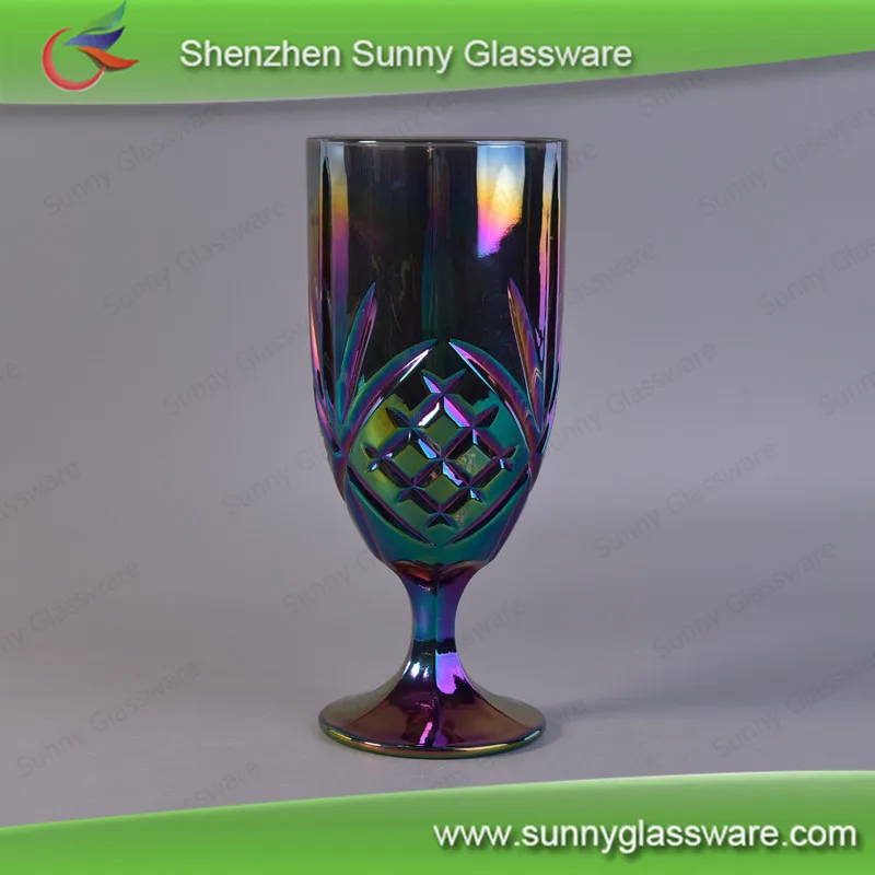 450ml Luxury Iridescence Stemmed Water Cup Red Wine Glass Custom