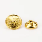 Custom golden plating Anchor logo Metal Shank Button for sewing