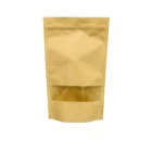 custom food grade stand up doypack kraft paper bag with window and zipper