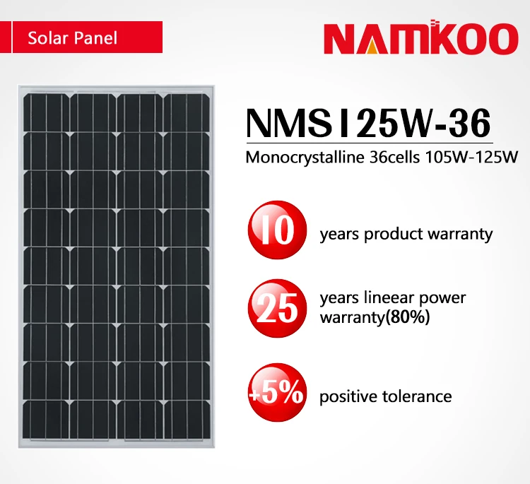 Namkoo New Energy 105W 110W 115W 120W 125W Solar Panel Solar Panel Price Pakistan