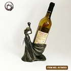 Vintage antique lady shaped cast iron metal wine storage bottle holder rack decor for sale
