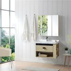 wooden 304 stainless steel bathroom vanities with mirror cabinet