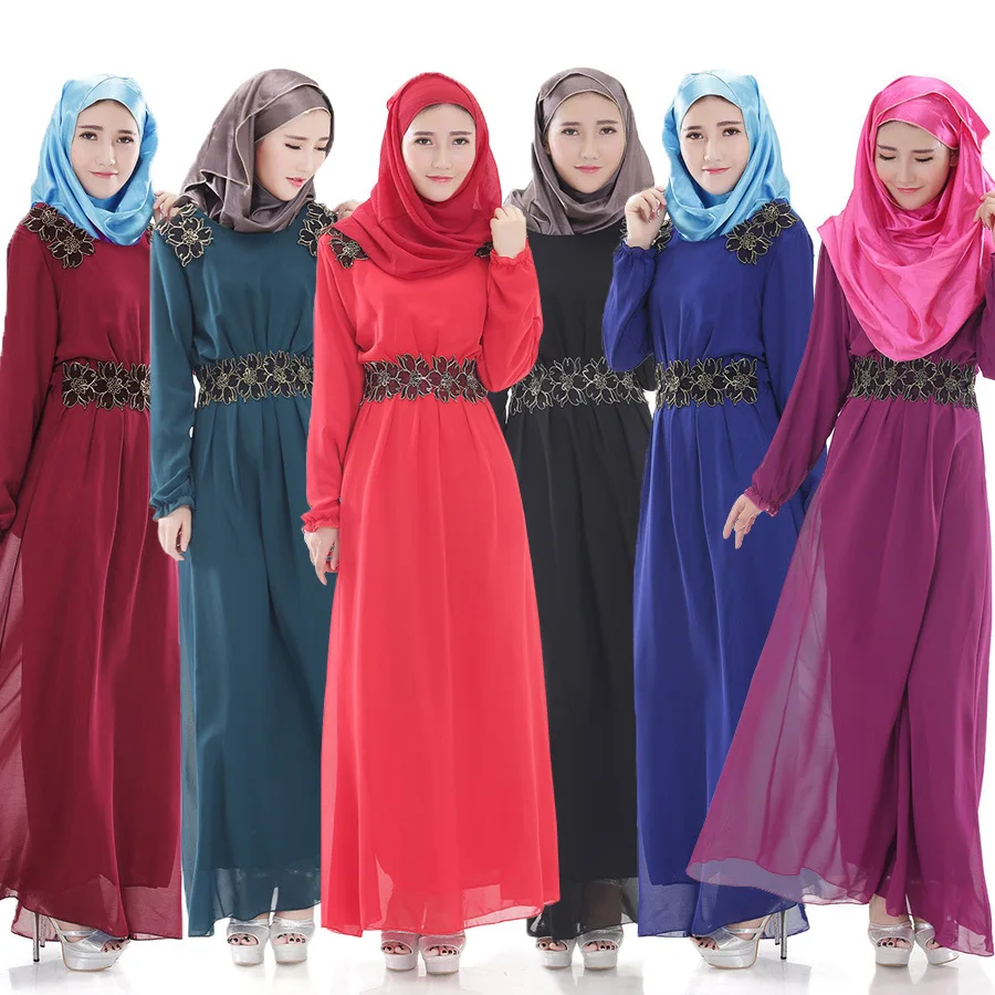 Abaya Robe Maxi Pour Femme Musulmane À Manches Longues Style