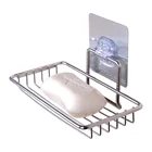 Self-adhesive wall mounted stainless steel shower soap dish holder