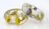 2016 Latest trendy style round shape resin pressed real dried flower bracelet bangle