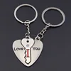 cute I LOVE YOU couple key holder connecting metal key ring HEART shape engagement couple keychain