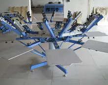 Manual 8 color/8 station t shirts carousel/rotary silk screenprint press screen printing machine with micro registration