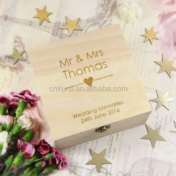 rustic wedding keepsake wood box and personalised wedding gift