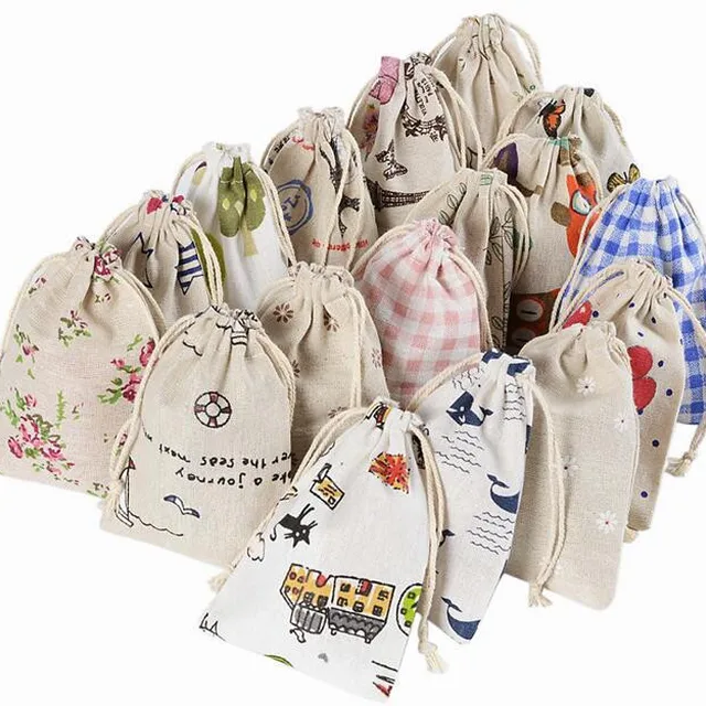 custom fashion gift sachet grocery canvas cotton drawstring bag