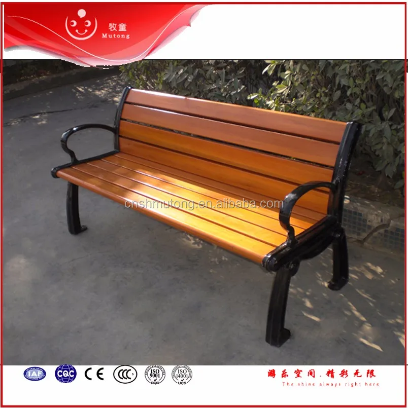 Cast Iron Outdoor Wood Garden Bench Antique Leisure park bench with back and metal legs