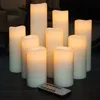 Flameless Candles Battery Operated H 4" 5" 6" 7" 8" 9" Real Wax Pillar Flickering LED Candle with 10-key Remote and Time Control