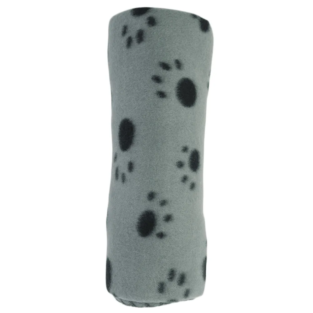 Cute Pet Puppy Dog Cat Blanket Paw Prints Soft Warm Fleece Mat Bed Cover (Color: Gray(S,M), Light Brown(L) )