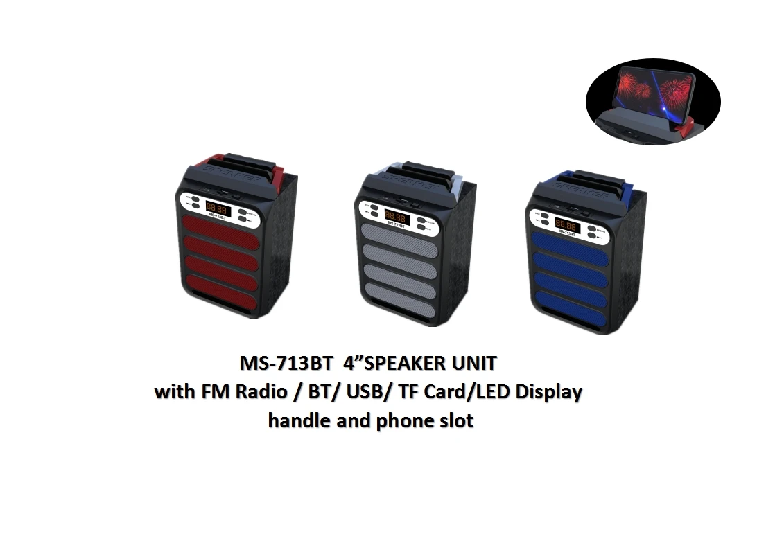 4inch mini portable mobile speaker stereo with usb/tf new Handle of Phone slot MS-713BT outdoor with fm radio - ANKUX.COM