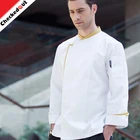 Promotional Long Sleeves Restaurant Hotel Kitchen Chef Coats Jackets One Gold Button Unisex white restaurant uniform