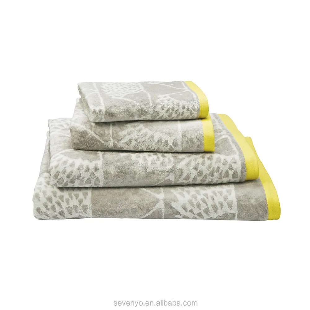 high quality light grey jacquard towel sets hts-026 wholesale