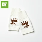 New Design Custom Made Cute 100% Acrylic Jacquard Winter Adult Women Female Teen Girl White Deer Knitted Fingerless Gloves