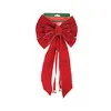 Red Velvet Loop Bow for Wreath Decorations Gifts & Presents Wrapping Hanging Door Decor with Wire Christmas Tree Party Supply