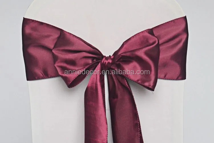 Wholesale High Quality Plain Satin Chair Cover Sash for Wedding Decoration