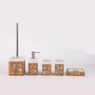 Bamboo Hot Sale Complete Bath Bathroom Accessory Set Toothbrush Holder Ceramic Soap Dispenser
