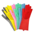 Magic Two Sides Silicone Dishwashing Gloves with Wash Scrubber
