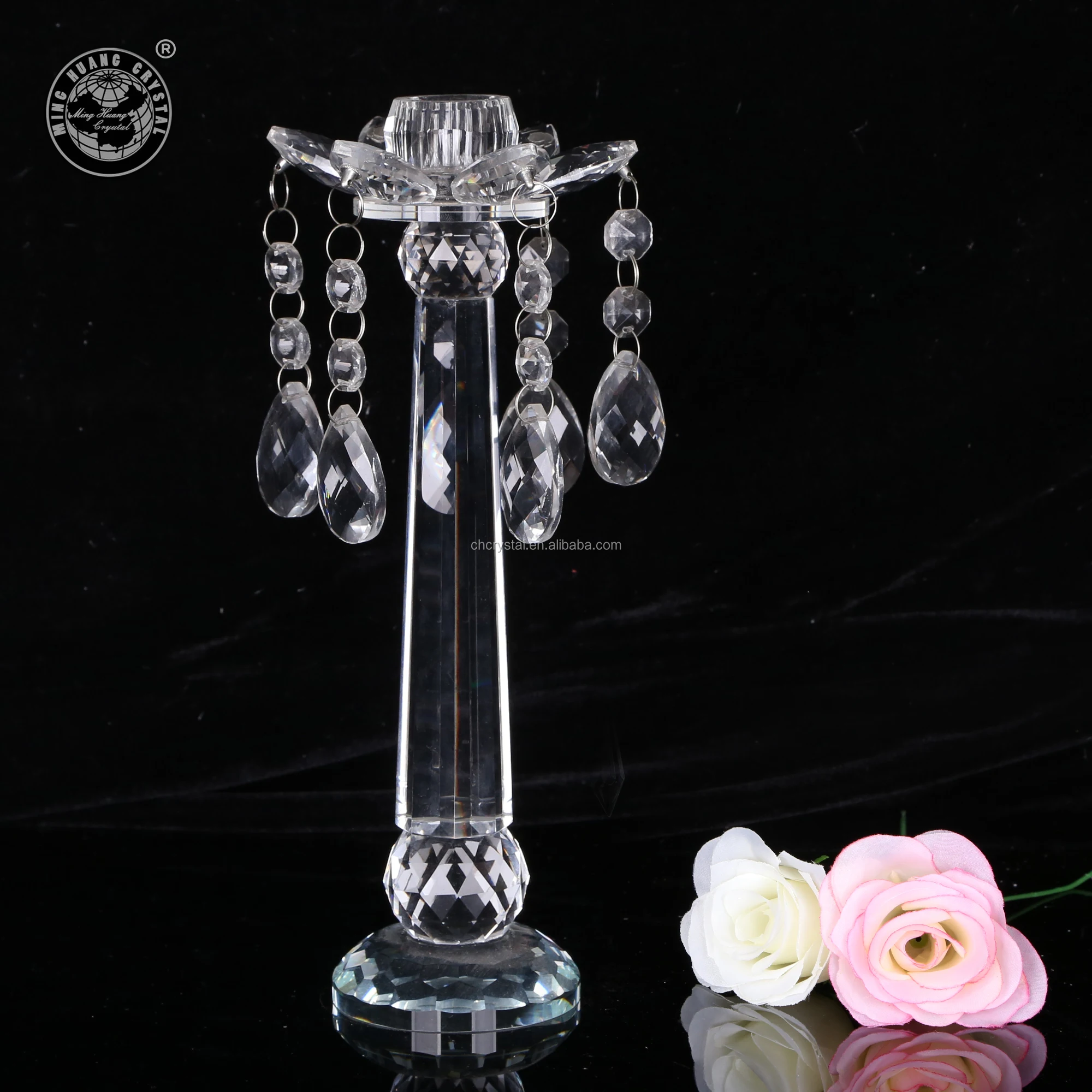 mh-tz0475 crystal lotus flower candle holder