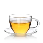 130 ml Food safe Hand Blown Glass Coffee Cup and Saucer Set