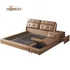 Bedroom furniture soft bed modern leather