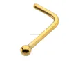 2mm ball surgical steel gold plated nose piercing L bend Nose Jewelry