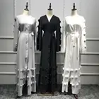 soft polyester flower pleated decoration kimono saudi crepe muslim women abaya