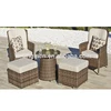 Timeless 5 piece rattan lounge chairs with wine table and footstools outdoor bistro set