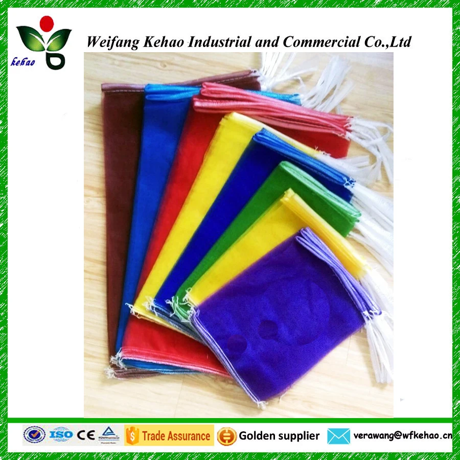 PE plastic onion garlic potatoes monofilament nylon mesh drawstring bag for sale