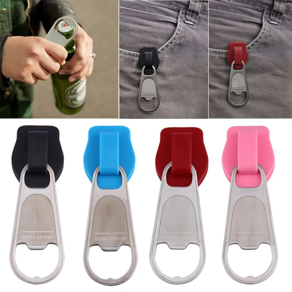 2017 New Design Durable Kitchen Bar Fun Creatively Zipper Wine Beer Soda Bottle Novelty Opener