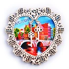 Carved High Quality Wooden Heart-shaped Souvenirs Amsterdam Fridge Magnet