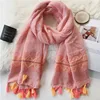 High quality women pink colorful cotton cembroidered hijab scarf
