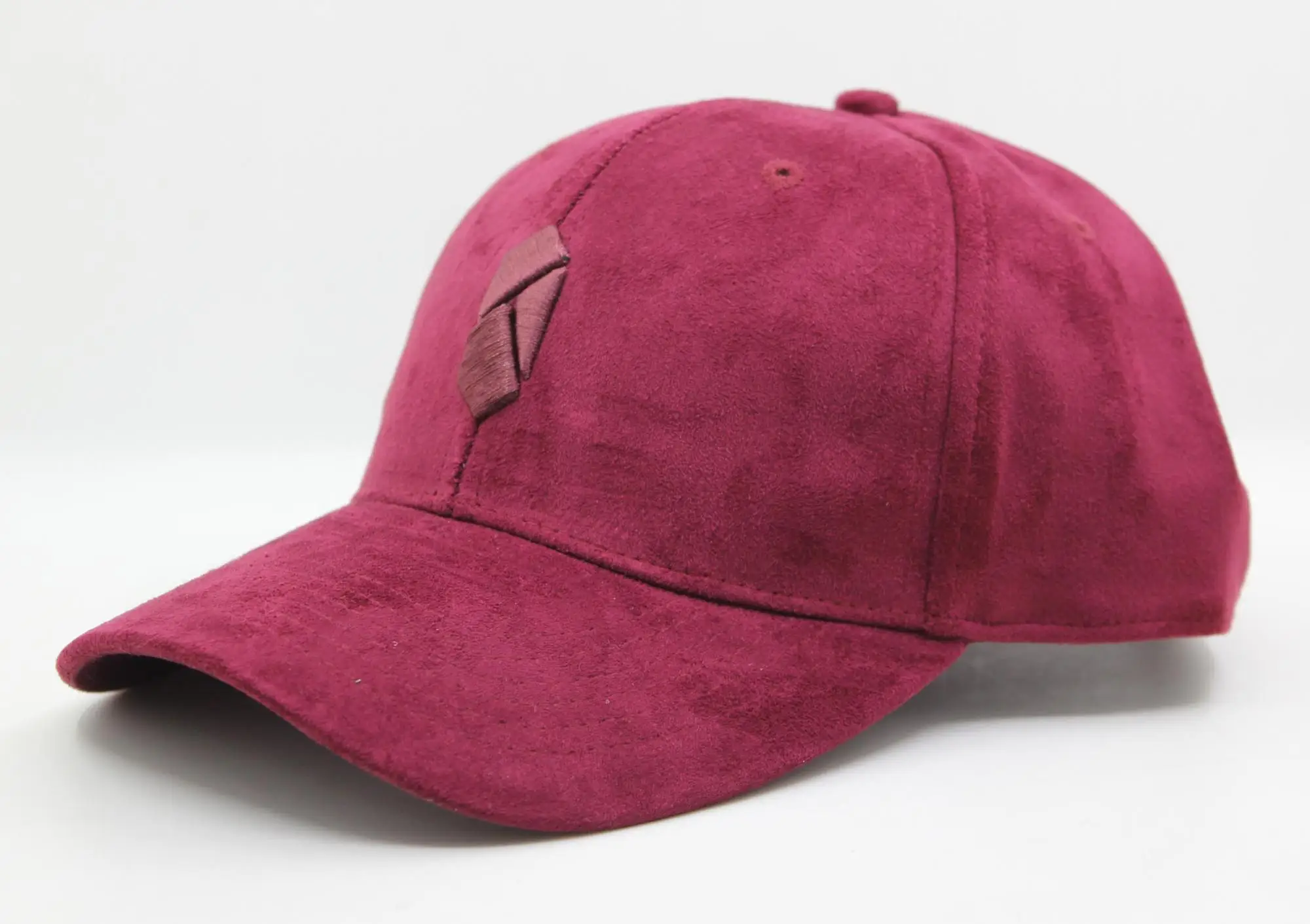 Wholesale 6 panel suede baseball cap with custom 3d embroidery logo