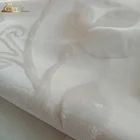 Hot sale White flower stripe Georgette velvet curtain fabric 100% polyester tulle sheer