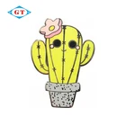 cactus design silver plated custom hard enamel pin