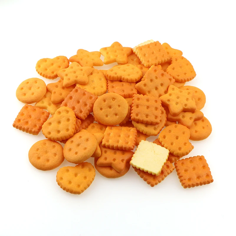 Hot Sale 20-25mm 20PC Mix Resin Flatback Cookies Flat Back Cabochon Kawaii DIY Resin Craft Decoration Miniature Resin Bread Food