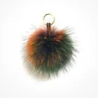 Wholesale raccoon fur pompom ball key chain handbag ladies bag charm pendant