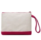 Fashion Eco Friendly Blank Contrast Cotton Canvas Promotional Makeup Cosmetic Organizer Bag