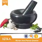 Large Black Granite Nature Stone Mortar and Pestle