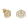 Yellow gold diamond evil eye fringe stud new designs gold jhumka earring