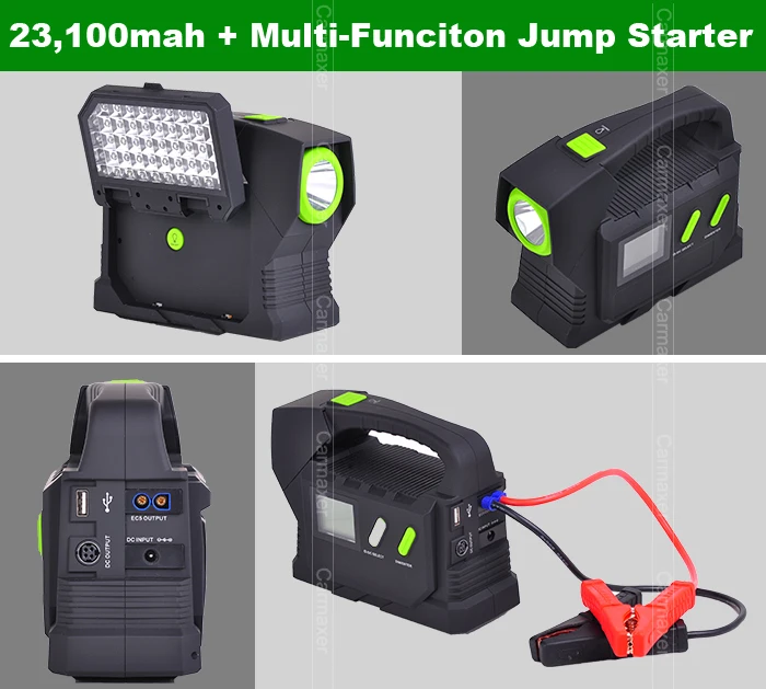 12v / 24v bus and truck multi-function portable jump starter power station with big capacity 23,100 mAh