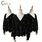 New style custom comfortable fabrics V-Neck pullover women sweaters with star pattern retro style