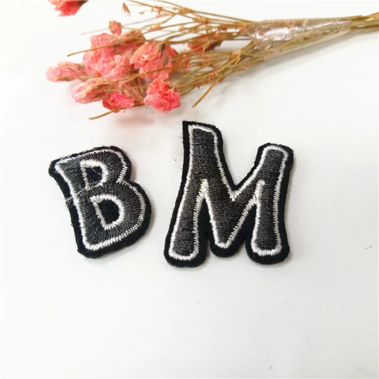 wholesale small sew on embroidery letter patches for hat clothing