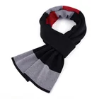 Young style black plain knitted men scarf