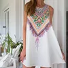 Beach dress Women 2017 Casual Chiffon O-Neck Colours Personality Print Sleeveless Party Club Tank Mini Dress